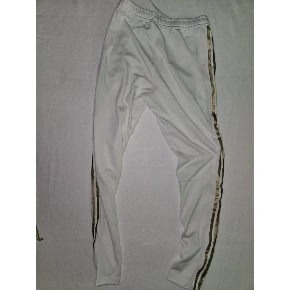 Adidas Climacool White And Gold Metallic Striped Training Pants Size SM